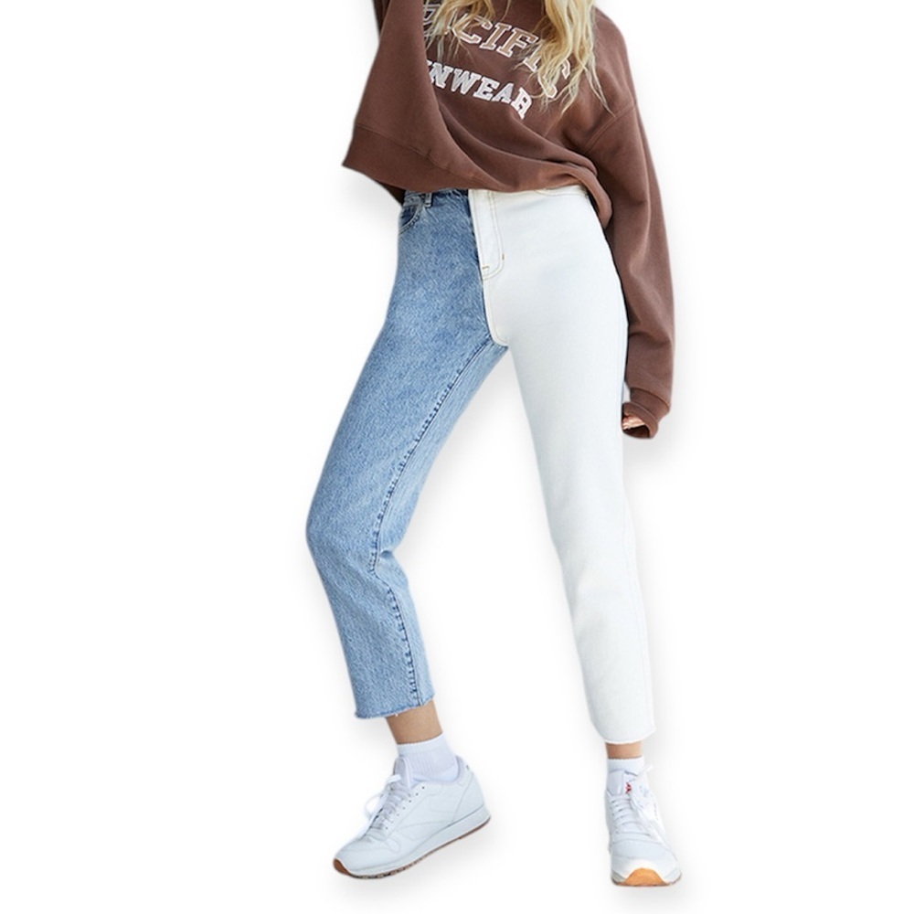 PacSun Two-Tone High Waisted Straight Leg Jeans- Size 27 (Fits like a 26)
